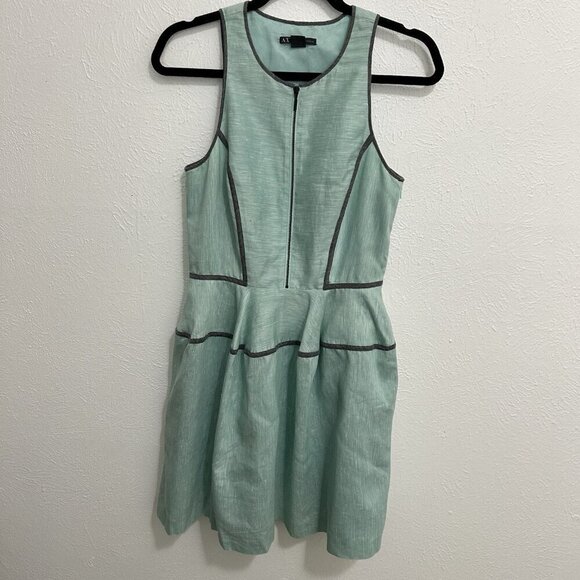 Armani Exchange Light Green Fit And Flare Dress Size 6 Flared Skirt Linen Blend - Picture 1 of 10